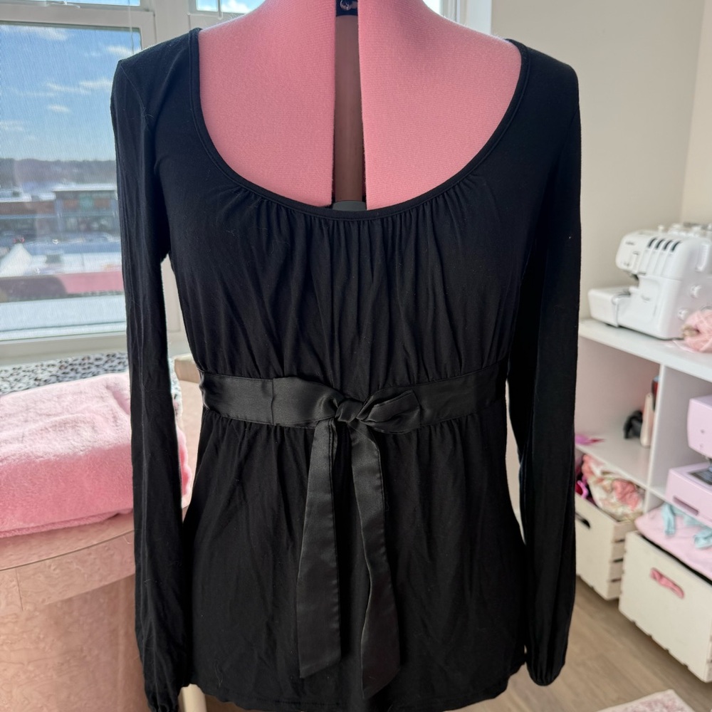 August Silk Black Long Sleeve Top